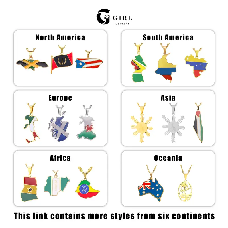 GGIRL Fashion World Map Pendant Necklace 18K Gold Plated National Flag Design for Men Women Neutral Gift Travel Enthusiast Modern Versatile Streetwear Statement Jewelry, Fashion Jewelry Gift for Holiday Haul Christmas Birthdays Anniversaries,summerwins