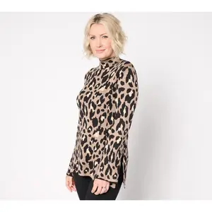 Dennis Basso Jacquard Turtleneck Sweater