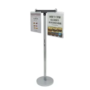 FixtureDisplays® Metal Floor Literature Stand with Double Flip Chart Sign Holder Letter Size 8.5X11" Total 10 Pockets Included 22107+10049+10X22108