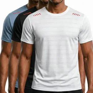 Men’s ice silk fiber solid color crew neck short sleeve T-shirt — breathable moisture-wicking athletic shirt with cooling technology; lightweight thin design suitable for gym and casual wear; sporty design | Moisture-wicking, breathable fabric