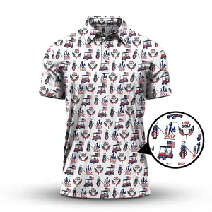 USA Golf Performance Polo American 250th Anniversary Shirt Men's Short Sleeve Print Classic