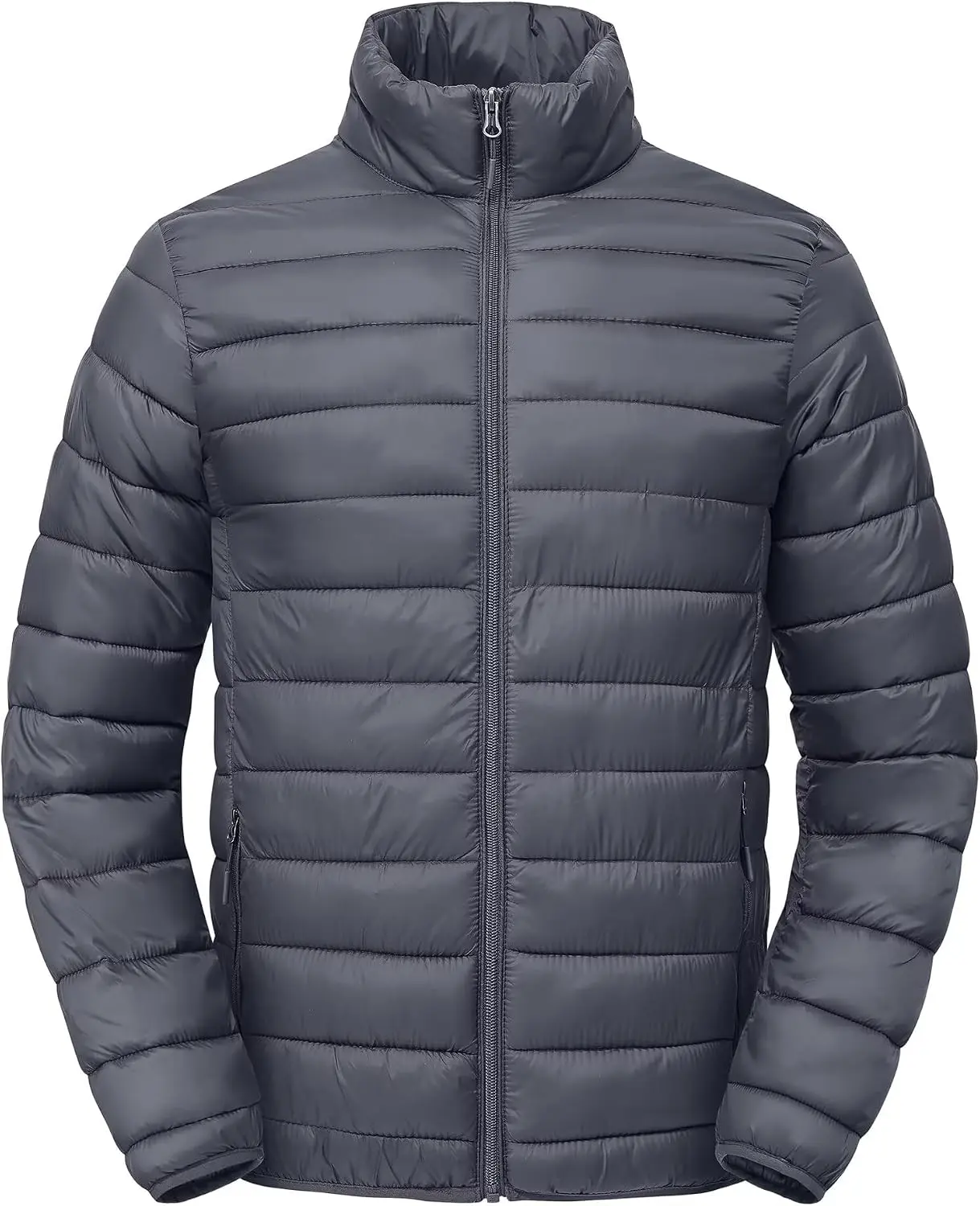 Zoofly Men's Regular Casual Elastic Winter Polyester Down Jacket - Thermal, Lightweight, Waterproof, Long Sleeve Basic Outdoor Coat with Zip Closure, Zipper Pockets