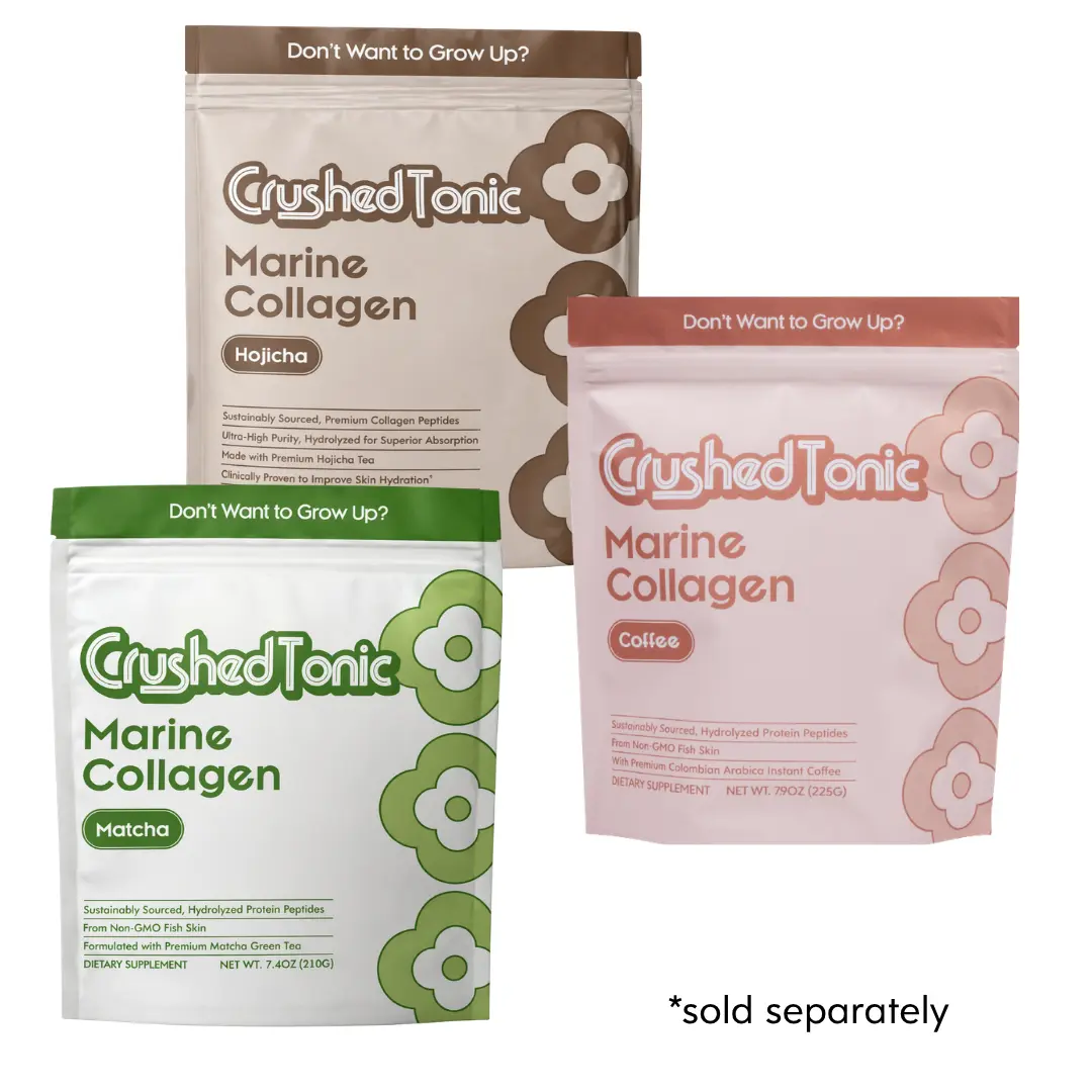 Crushed Tonic Coffee Collagen · Matcha Collagen · Hojicha Collagen – Hydrolyzed Collagen Peptides for Skin, Hair & Nails - Marine & Grass-Fed Bovine - Antioxidant Tea Blends - Gluten Free Non-GMO Halal Kosher Dietary Beauty Supplement