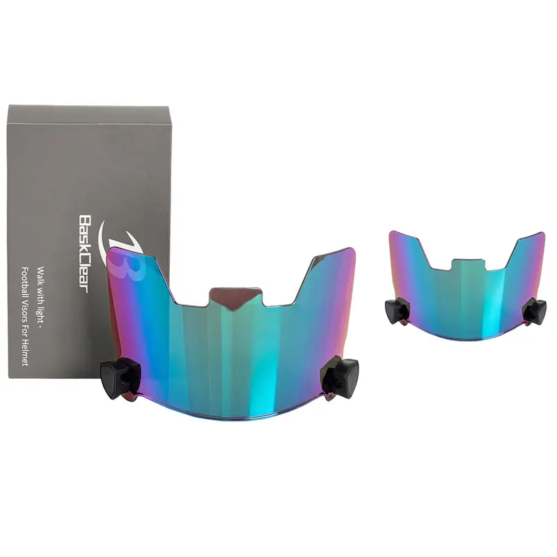 Polycarbonate Tinted Football Visor (7.8x5.1x2.7") - Clip-On Fog-Free Protective Gear for Adults, Fits Adult Helmets, 4 Clips to Share, Scratch-Resistant, Glare-Reducing Sports Accessory