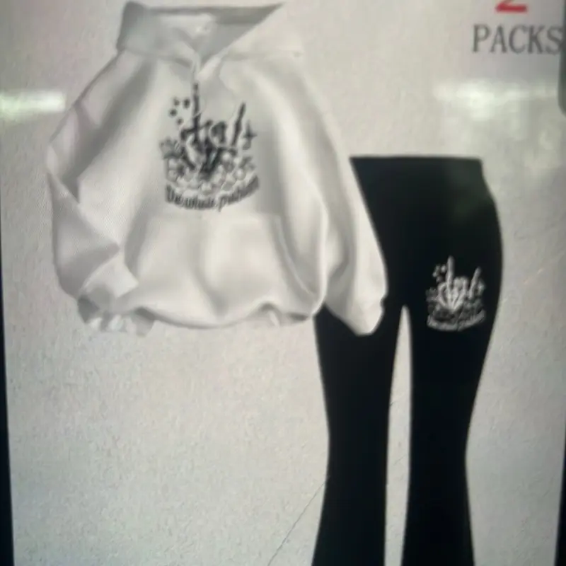 Demons Floral Skull Hoodie and Leggings Set - White Hoodie with Black Leggings - Comfortable and Stylish Outfit Womenswear Clothes Pants Top