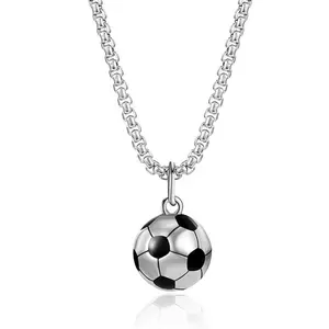2026 New Soccer Commemorative Necklace - Stainless Steel/Titanium Steel, Colorfast Pendant Sports Jewelry
