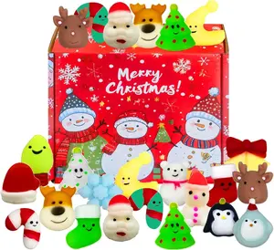 24 Pcs Christmas Mochi Squishy Toys,Mini Cute Squeeze Toy Stress Reliever Anxiety Packs for Kid Party Favors,Christmas Miniatures (Christmas)