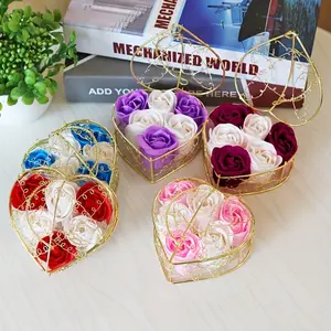 Rose Scented Soap Bouquet, Metal Basket Gift Box, Artificial Rose Soap Flowers, Creative Home Decor, Wedding Valentine's Day Birthday Gifts