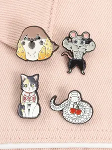 4 Piece Set Demon Slayer Enamel Pins Ninju Kaburamaru Chachamaru Chuntarou Anime Character Alloy Durable Brooches Lapel Backpack Badge Fashion Jewelry Accessories Gifts for Friends