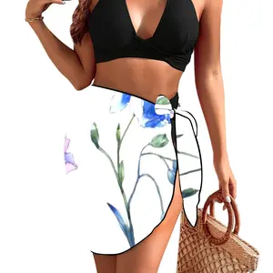 Blue Purple Flax Flower Beach Sarong Wrap（QUE）