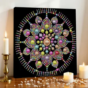 1 Framed Pearl & Diamond Painting Kit | SHOPBOP — Mandala Pattern, Acrylic Paints; Ideal for Decorating Living Rooms, Bedrooms, and Studies; An Excellent Choice for Christmas, New Year, or Birthday Gifts.