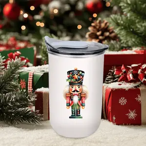 1pc 10oz Insulated Mug, cartoon snowman, stainless steel portable coffee mug, toothbrush mug, mouthwash mug, water bottle, birthday gift, Christmas, Valentine's Day, bathroom/back-to-school gift (mug only). Suitable for gifting.