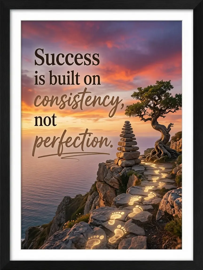(unframed)   Poster Slogan Inspirational Quote Wall Art Room Decor Success is built on consistency, not perfection.
