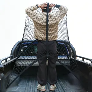 Highly Elastic Cargo Net, Simple Truck Bed Cargo Mesh Organizer, Ideal for ATV, SUV, UTV, Truck and Boat Use 4'x4' to 7'x7'