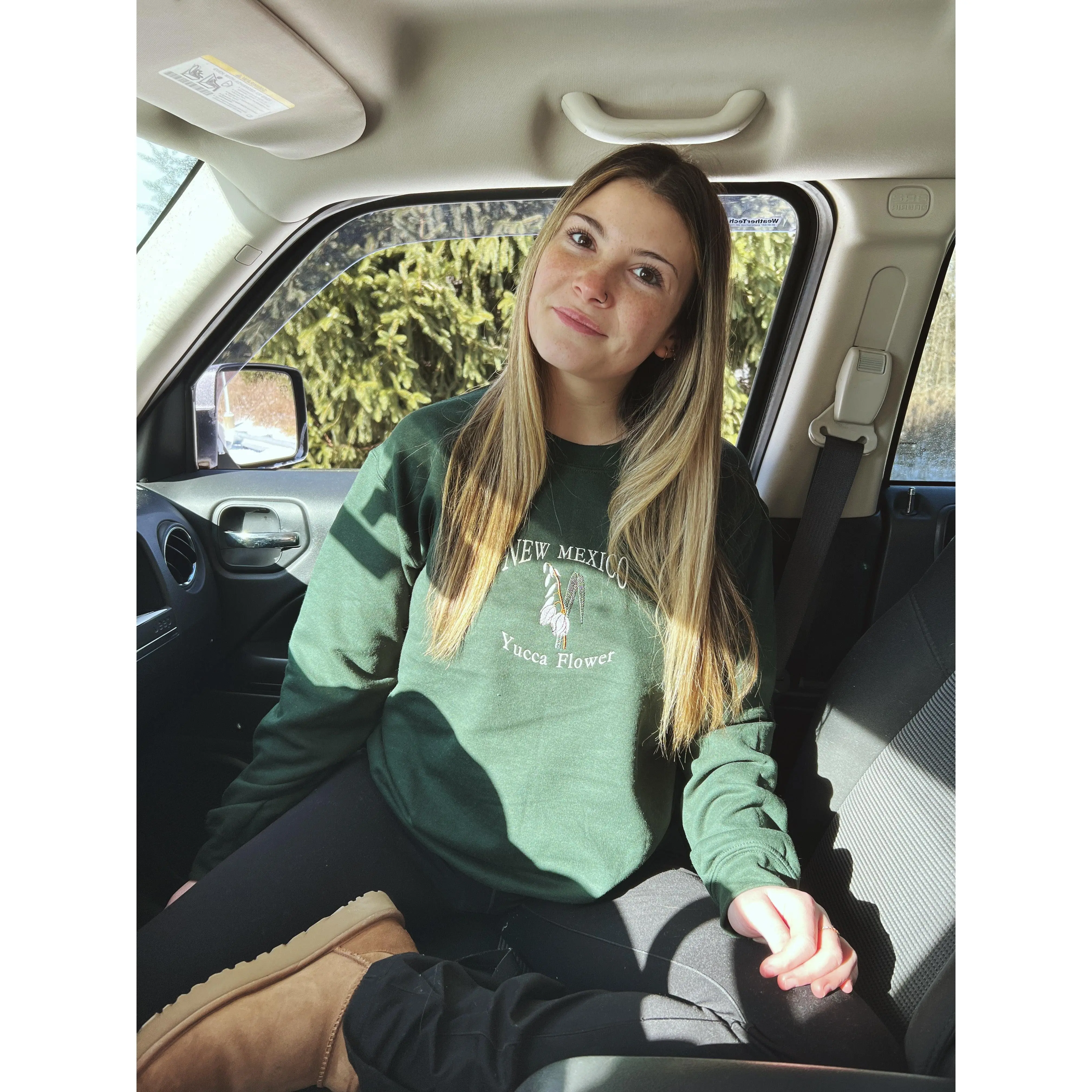 New Mexico State Flower Embroidered Crewneck