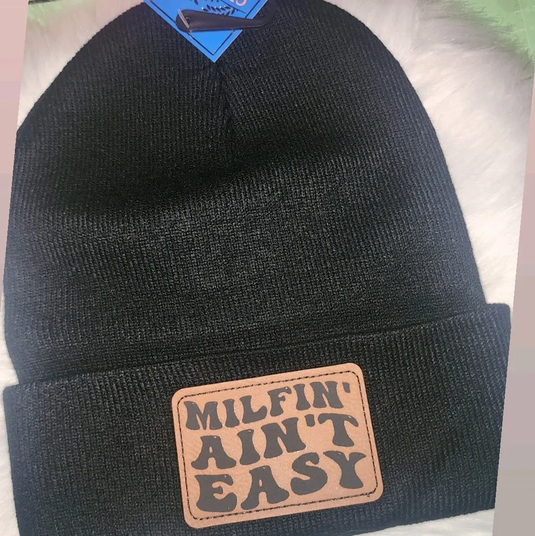 milfin' aint easy beanie Solid Color