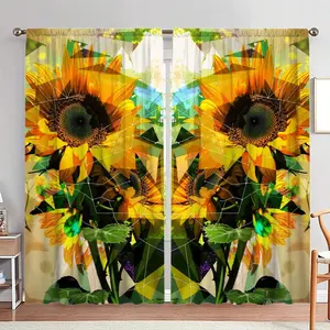 Sunflower Pattern Door Curtain, 1 Set Colorful Floral Print Door Curtain, Home Decor for Living Room Bedroom, Room Divider Curtain