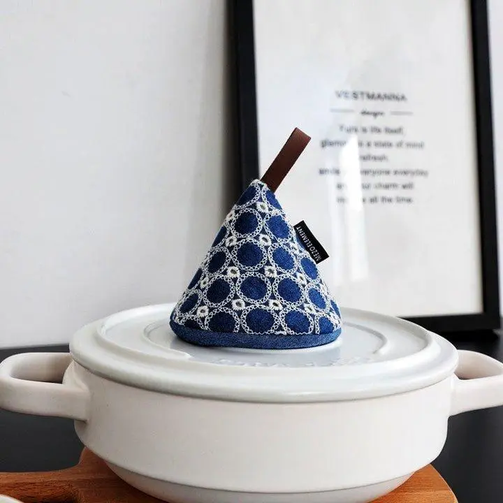 Japanese Cotton Pot Cap Heat Resistant Anti Slip Hand Stitched Motif Lid Cover for Kitchen Safety & Style