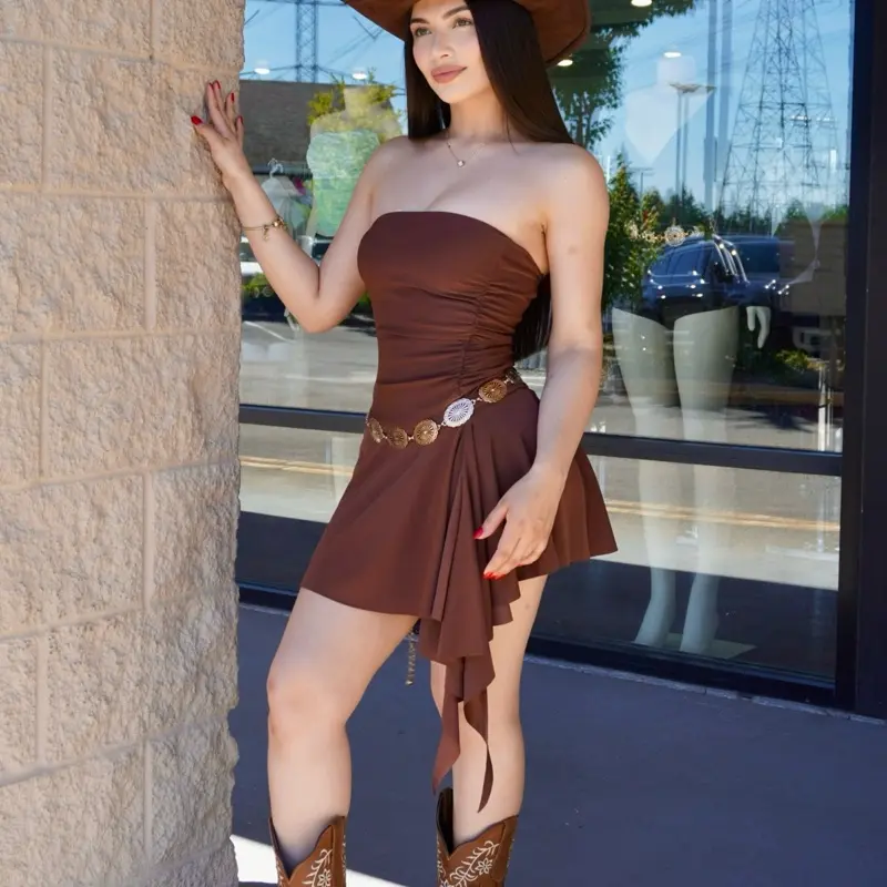 Cascade Strapless Romper Dress
