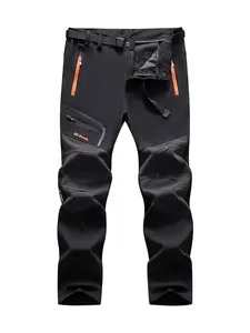 Men's Spring Fall Workwear Casual Straight Leg Pants, Outdoor Hiking Waterproof Windproof Fleece Lined Long Pant, Ahtelb Brand