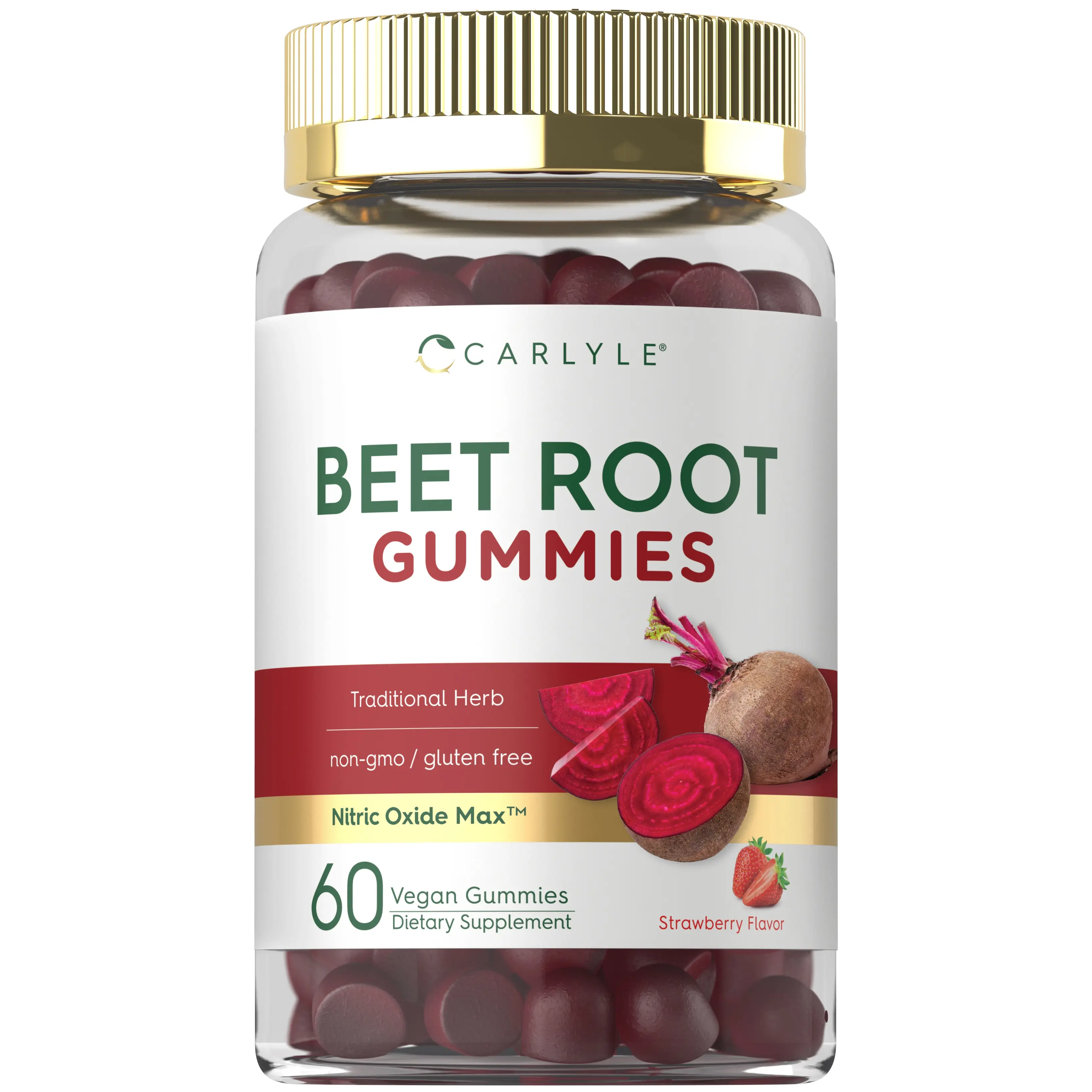 Carlyle Beet Root Gummies - 60 Count - Vegan Strawberry Flavored Chewable Supplement - Non-GMO, Gluten Free Carlyle Beet Root Gummies - 60 Count - Vegan Strawberry Flavored Chewable Supplement - Non-GMO, Gluten Free