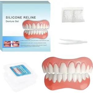 Moldable False Teeth - Silicone Dentures - Men and Veneers Teeth for n - Upper and Lower Matching Set, Convenient and Quick, Suitable for Daily, Party - 1PCS - F