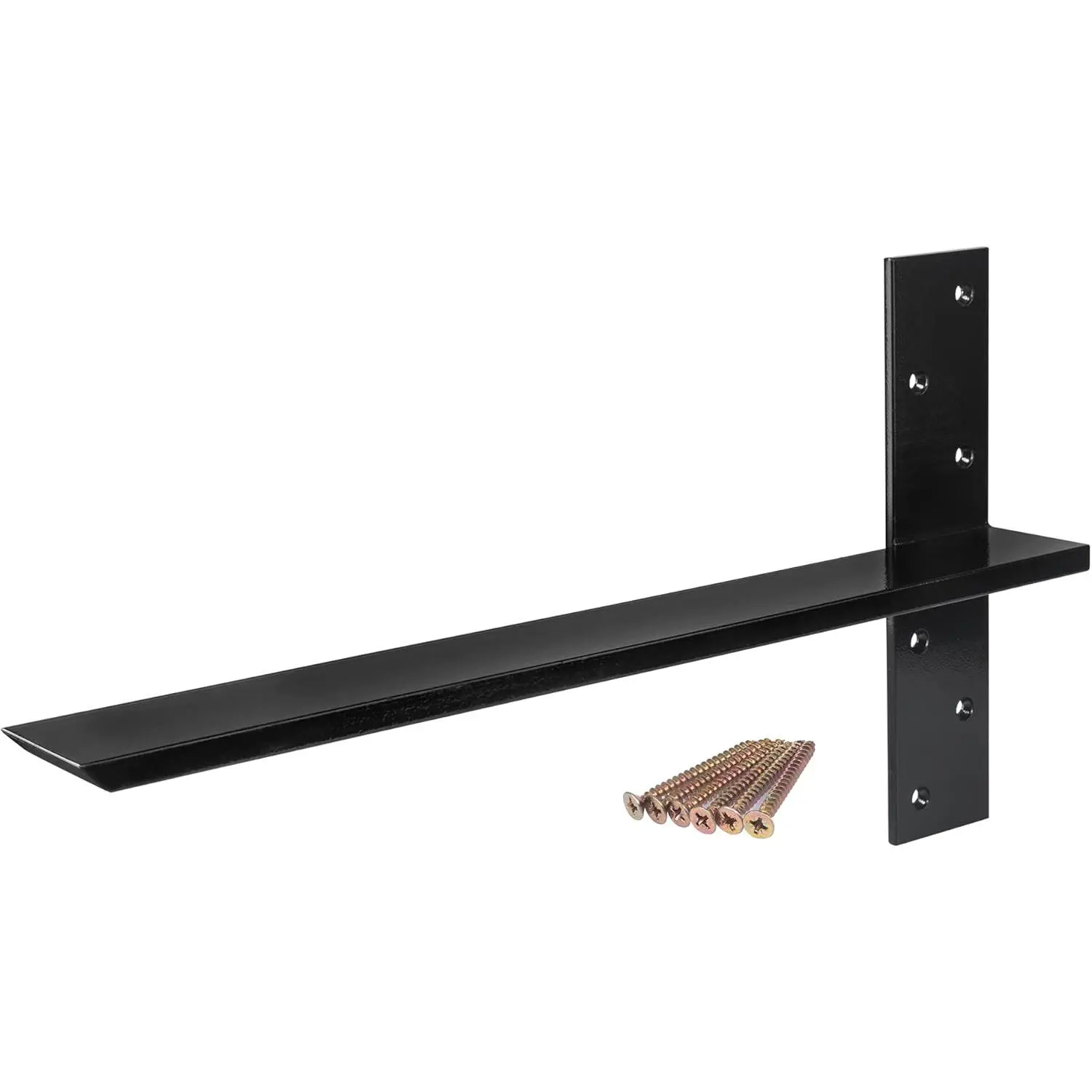 2-Pack Minimalist Industrial Free-Hanging T Shelf Brackets, 1/4" Thick Heavy-Duty Synthetic Steel Support Hardware, 18-Inch 11-Inch Vertical DIY Wall/Countertop Floating Brackets with Included Screws
