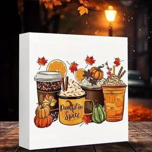 Harvest Festival Fall Pumpkin Desktop Ornament, 1 Count PVC Holiday Desktop Ornament, Bookshelf Ornament for Home Office for Holiday Party Christmas, Halloween