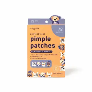 SpaLife Halloween Pawwfect Pimple Patches - 72 Hydrocolloid Patches for On-Surface Pimples & Whiteheads, Absorbs Impurities, Protects & Heals, Fun Design