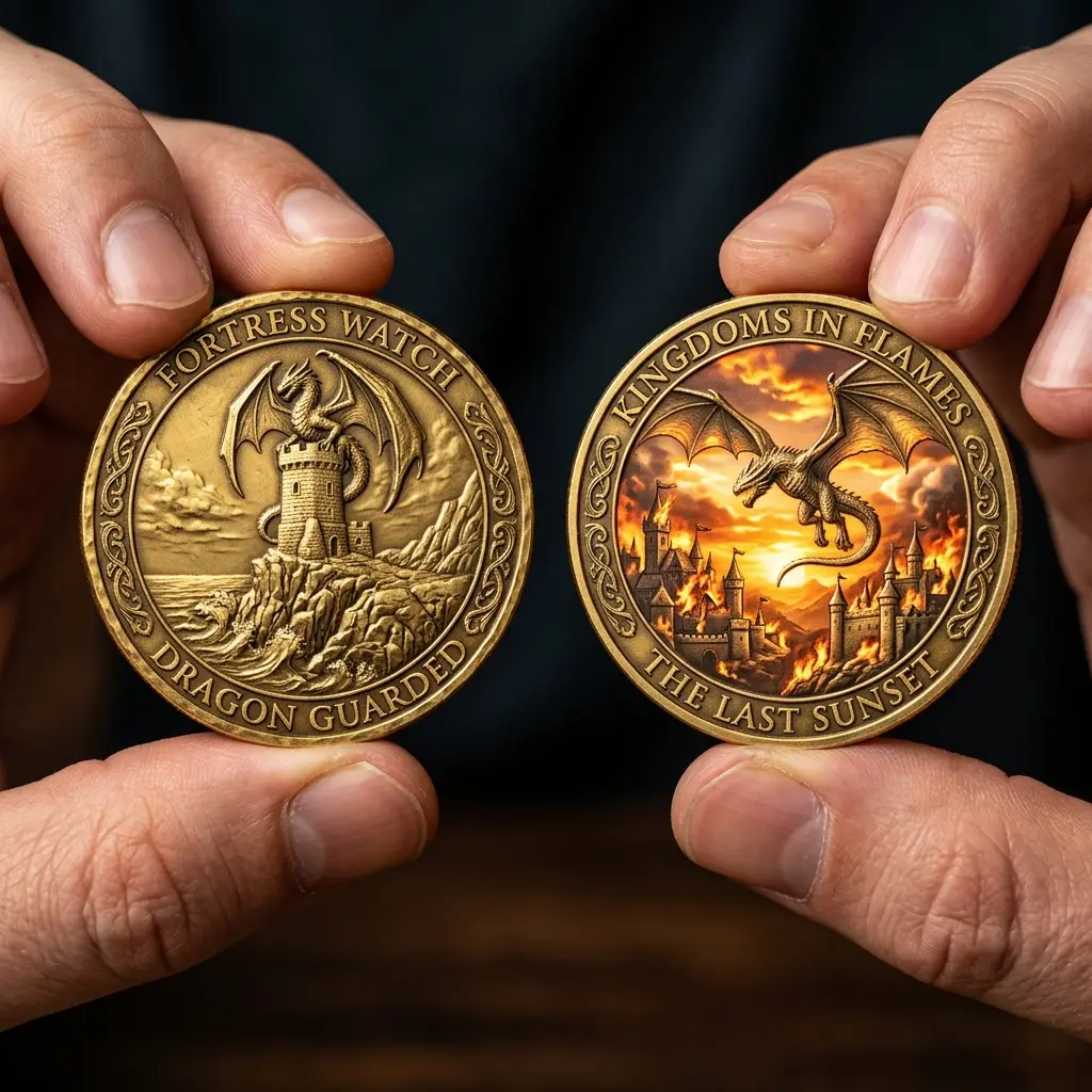 Dragon Challenge Coin | Premium 3D Embossed Metal Coin | Double Sided Same Design | Mythical Dragon Collectible | Fantasy Commemorative Coin | Gift for Collectors