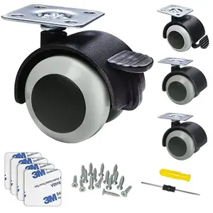 1.5 Inch Rubber Caster Wheels(Top Plate), Furniture Wheels Replacement with 360  Rotation for Moving Drawer Cabinet Table Cart, 132-lbs Load Capacity for Furniture Casters Set of 4