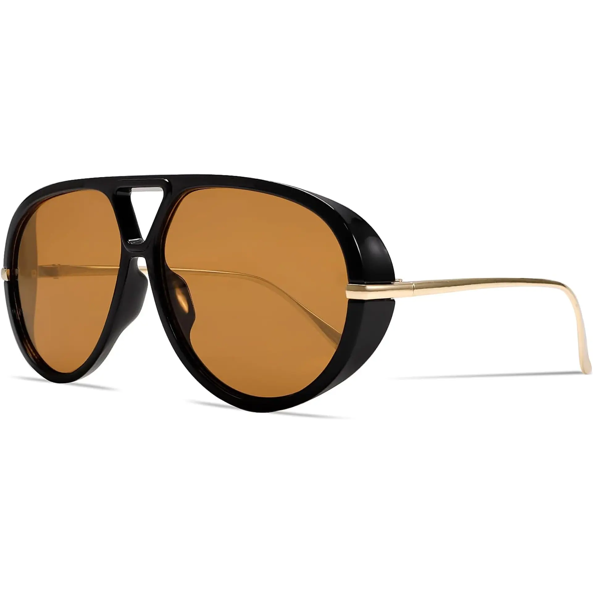 Retro Gold Aviator Sunglasses for Women Men, 2026 Metal Oversized 70S Aviators Black Sun Glasses GUVIVI