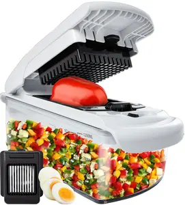 Fullstar Vegetable Chopper - Spiralizer Vegetable Slicer - Onion Chopper with Container - Pro Food Chopper - Slicer Dicer Cutter - (9 in 1, White) Kitchen Utensils Handy Stylish