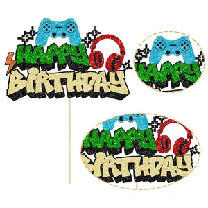 1 piece of Colorful Sparkling Level Unlocked Game Birthday Cake Cover - Sparkling Game Upgrade Theme Birthday Cake Decoration - Sweet Game Upgrade - Electronic Game Theme Cake Cover - Upgrade Winner Party Decoration Supplies