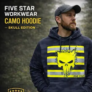 “The Punisher” Five Star Workwear Camo Hoodie Bold High-Visibility Hoodie Comfort and Durability - Menswear