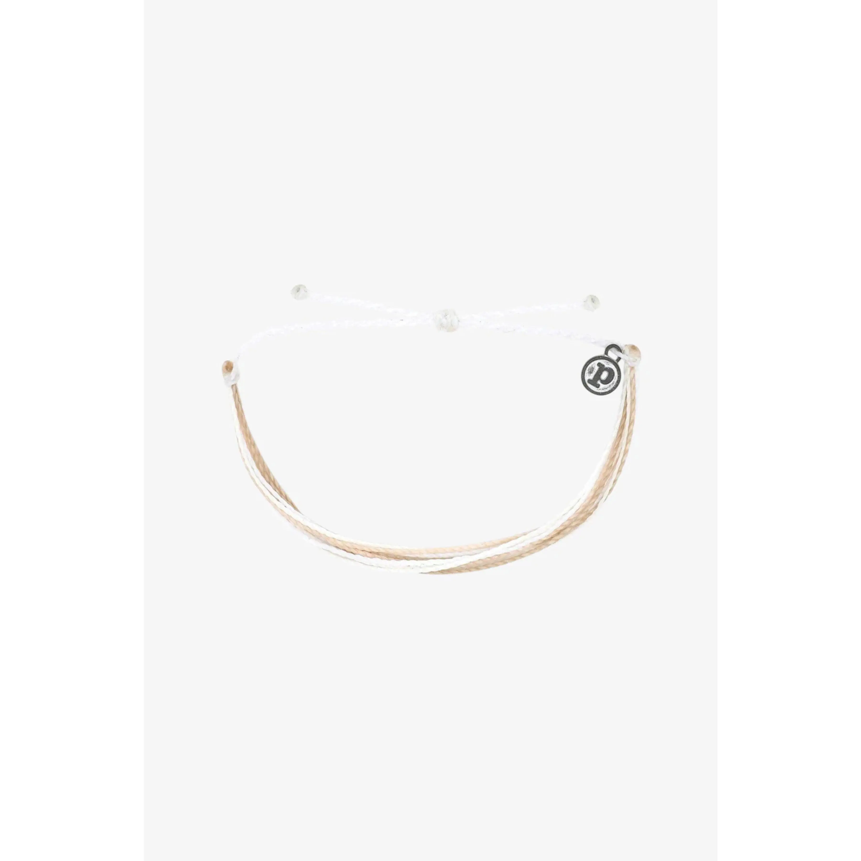 Pura Vida White Sands Minimalist Pendant Bracelet - Unisex, Adjustable, Wax-Coated, Waterproof, Handmade Look, Pull On, 2-5" Diameter Fashion Jewelry for Minimalist Enthusiasts (No Warning Applicable)