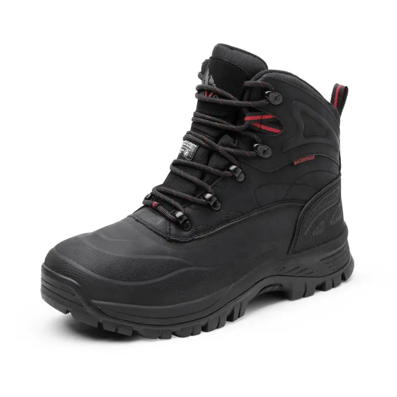 NORTIV 8 Men's Ankle-High Durable Outdoor Hiking Boots, Waterproof Leather, Insulated Faux Fur Lined & Slip-Resistant for Winter Snow, Water Resistant, Cycling, All Weather Grip, Mesh, Mountaineering, Us Sizes, 1 Pair, Foam, Trekking Camping Shoes, Soft V