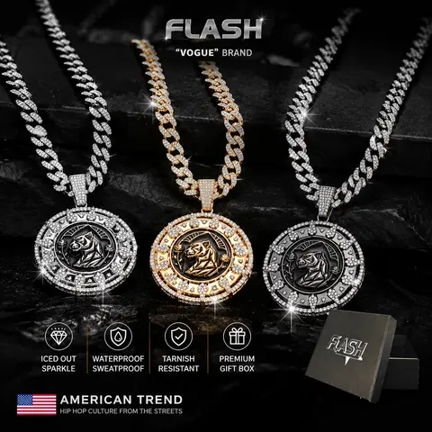 Men's Long Metal-Coated Chains Necklace - Unisex Accessory Necklace with 360-Degree Rotating Black Panther Pendant, Costume Jewelry for Women, Daily Wear, Jewelry Box Included for Anniversary, Birthday Gifting
