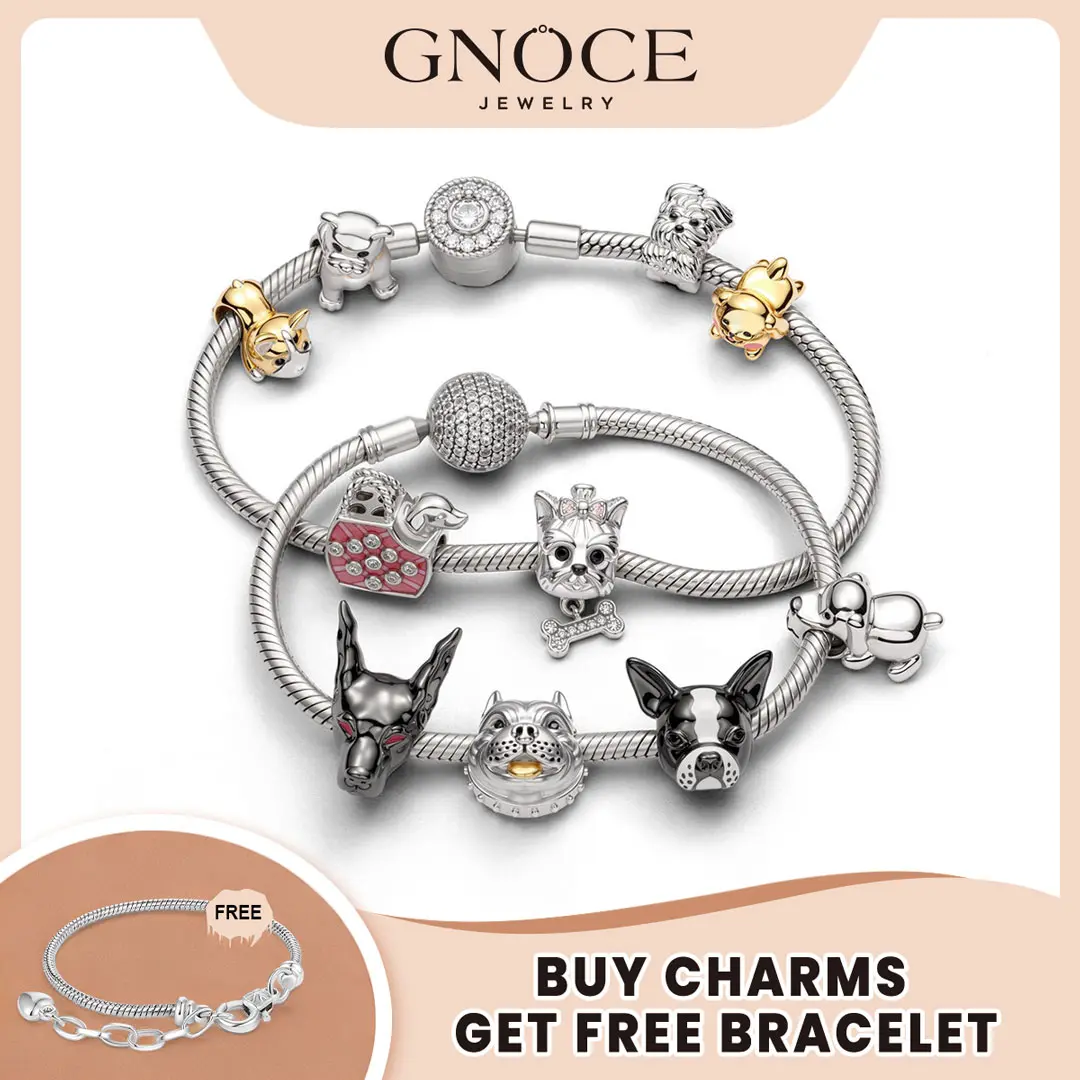 GNOCE Charm Bead for S925 Bracelets - Dog series Corgi Golden Retriever German Shepherd West Highland Terrier Puppy  Dog charm for Bracelet and Necklace Charms for Women and Girls, Pet Charm Pendant Fit Snake Bracelets and Necklaces