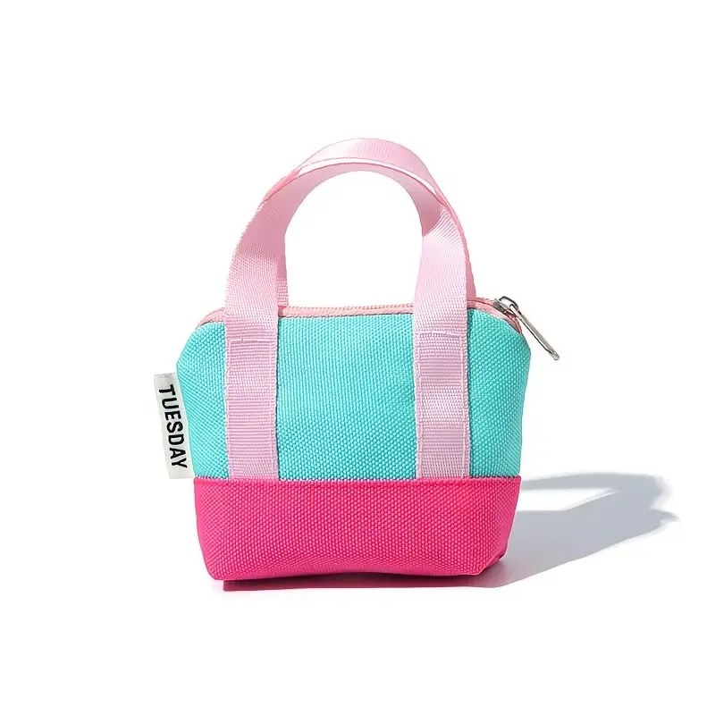 Mini Casual Canvas Bag, Mini Handbag, Durable Nylon Handbag, Rose Blue, Pinkish Violet, Durable, Ideal for Storing Earphones, Data Cables, Card Holder