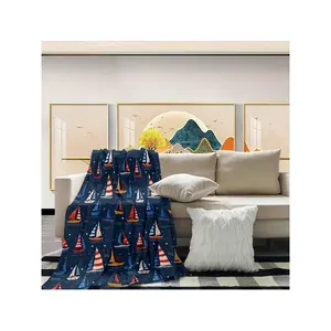 Cozy Nautical Sailboat Flannel Throw Blanket - Soft, Lightweight & Warm Couch, Bed, Office, Car & Travel - Versatile Men & Women, Washable