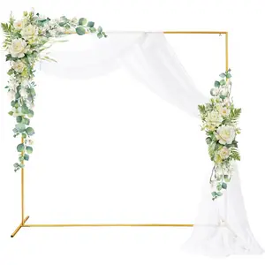 3.3ft-9.8ft Versatile Gold Square Wedding Arch, Multiple Sizes for Anniversary & Outdoor Party Decor