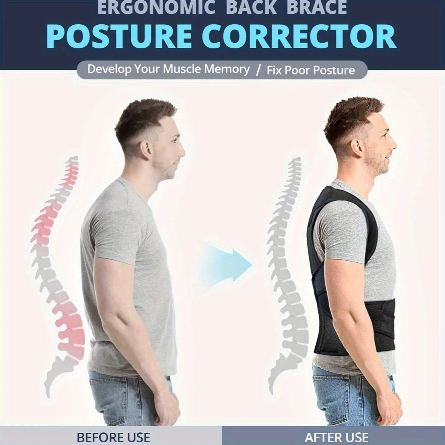 Unisex Back Support Posture Corrector, Lumbar and Shoulder Support, Adjustable Back Brace, Comfortable Posture Trainer for Effective Posture Adjustment Healthcare