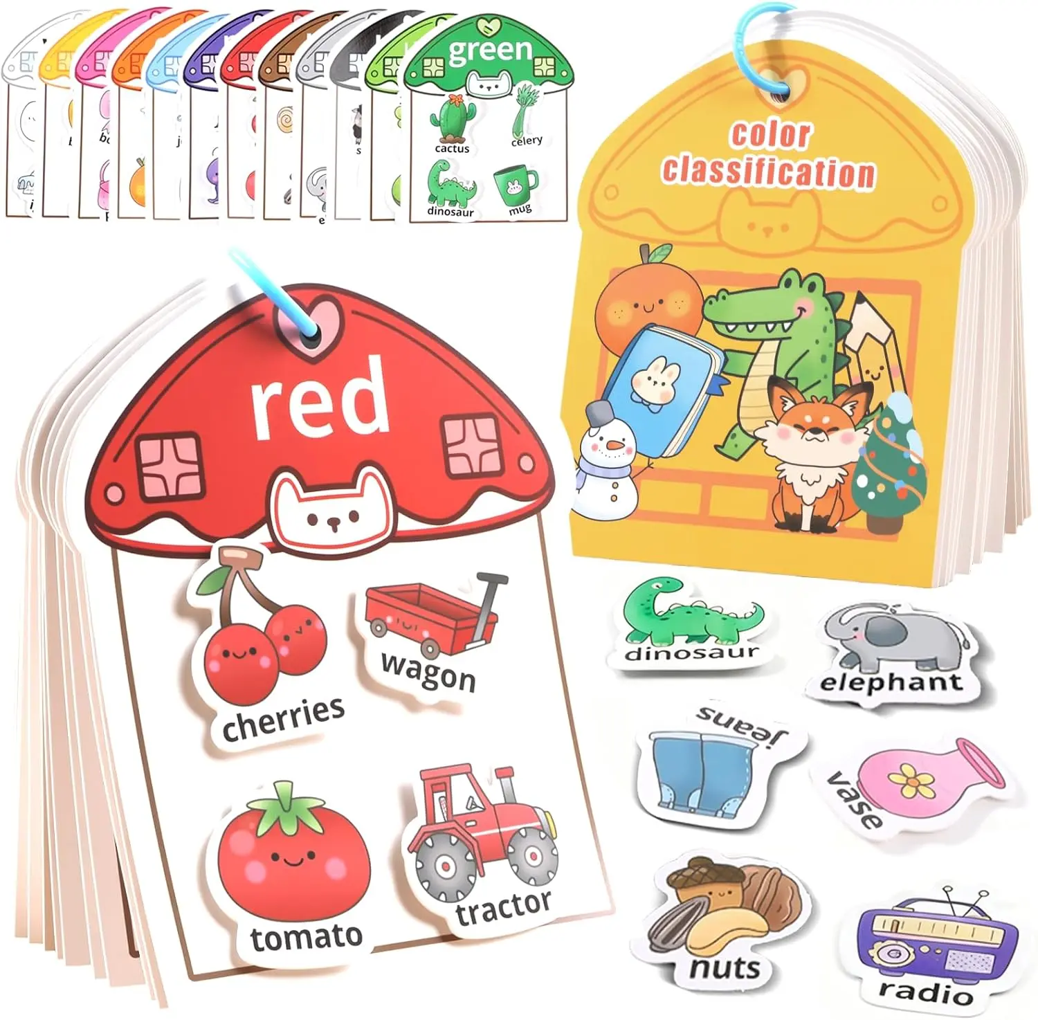 Summer Spring Gift Color Sorting Montessori Busy Book for Toddlers Ages 3+, Educational Preschool Learning & Activity Books for Kids 3-5, Autism Sensory Fine Motor Skills Quiet Supplies with Matching Games