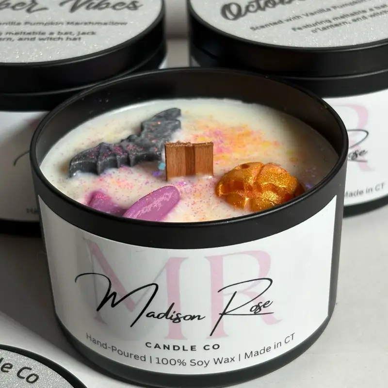October Vibes - Scented with Vanilla and Pumpkin Marshmallow - Hand Poured 100% Soy Wax Jar