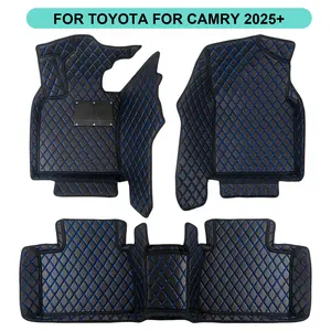 Tailored Car Floor Mats for 2025 2026 Toyota Camry, PU Leather Waterproof All Weather Floor Liners Full Coverage Black with Blue Trim  #Summervibes