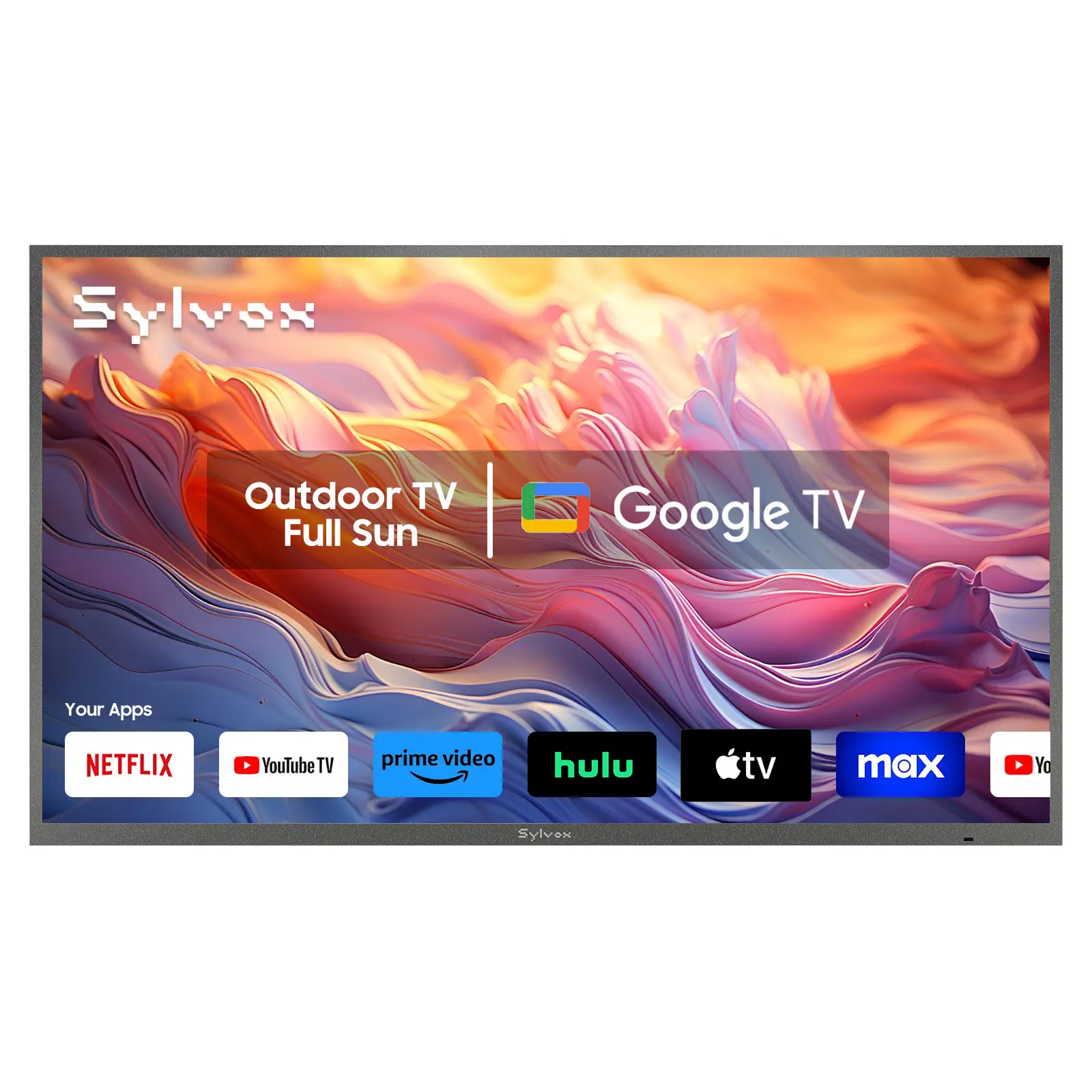 SYLVOX Outdoor TV, 43 inch Full Sun Smart Outdoor TVs, Weatherproof 2000 Nits High Brightness IP56 Waterproof, 4K TV for Outside WiFi Bluetooth Voice Assistant Chromecast (Pool Pro 3.0)
