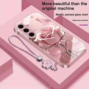 Suitable for [Galaxy S24] high-end phone case，a beautiful four-leaf clover lanyard is included,exquisite and high-end design,a variety of colors are available for you to choose from YM99