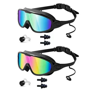 2 Pack Swim Goggles for Adults/Kids, Anti-Fog Swim Goggles with Adjustable Strap, Wide View, No Leaking, Swimming Goggles for Men Women