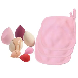FADUIIO Makeup Sponge & Face Towel Set – 7 Beauty Blenders + 3 Soft Makeup Remover Cloths, Reusable Makeup Tools Kit